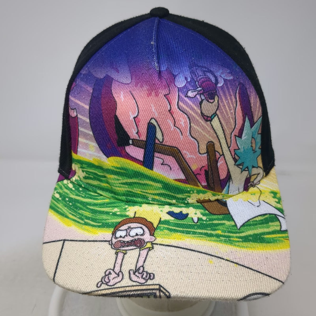 Bioworld 5 Panel Black One Size Snapback Rick and Morty Graphic Polyester Hat