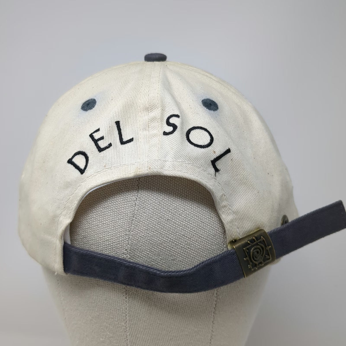 Del Sol Baseball Cap Beige Blue One Size St. Thomas USVI Cotton Slideback Hat