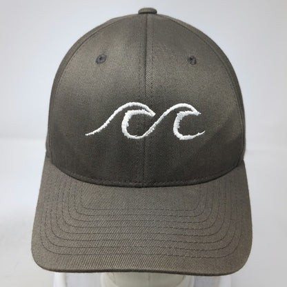 Flexfit Baseball Cap Brown XL Wave Logo Cabo Commanders Curved Brim Elastic Hat