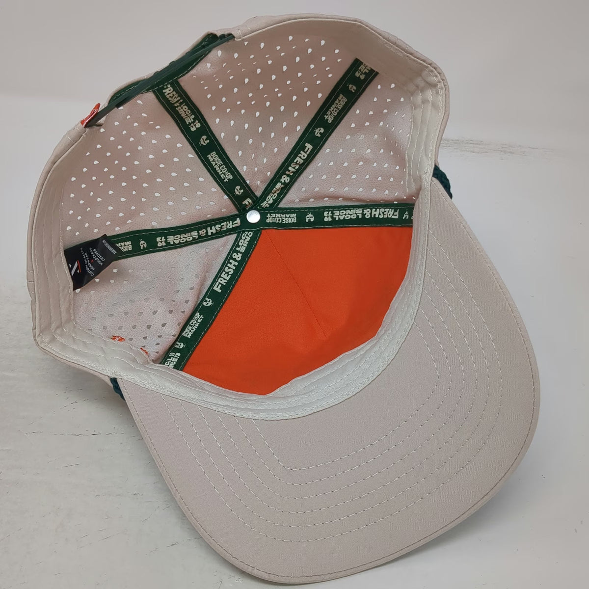 NameBrand Trucker Hat Beige One Size Boise Co-Op Market Rooster Laser Cut Rope