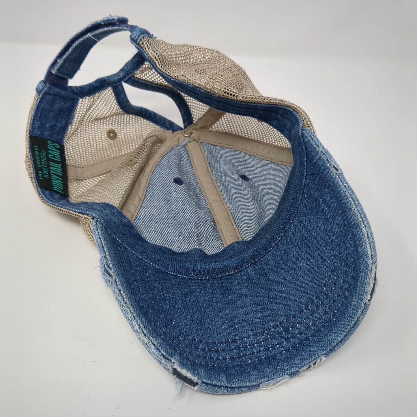 KB Ethos Strapback Ponytail Caps Multicolor OS Adjustable Mesh Back Distressed