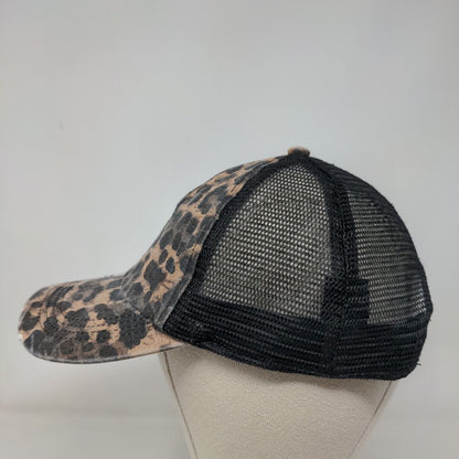 David and Young Trucker Hat Multicolor OSFM Leopard Mesh Back Distressed