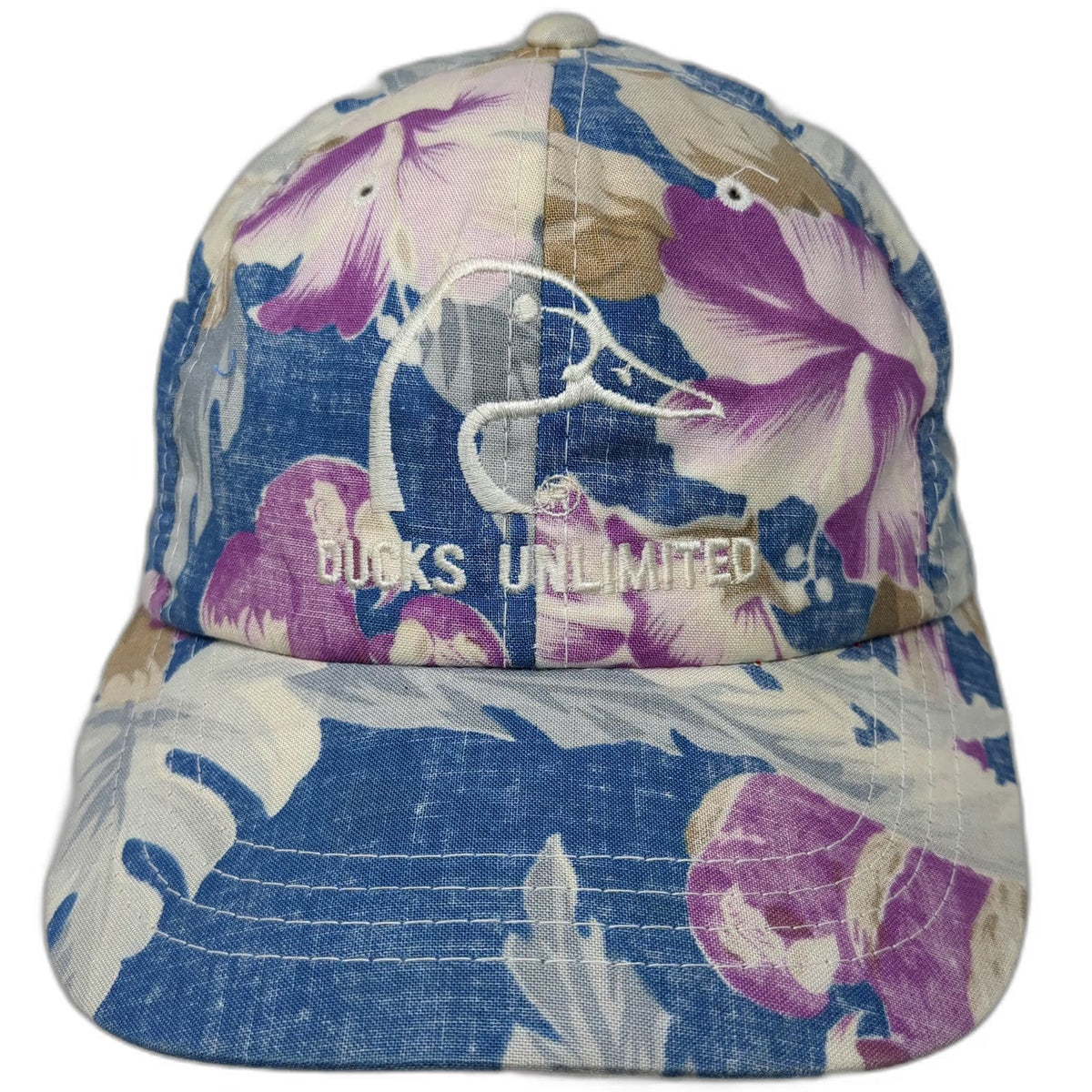 Ducks Unlimited Trucker Hat Blue Floral Print Snapback One Size Embroidered