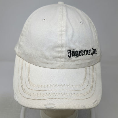 Jägermeister Baseball Cap White OSFM Distressed Brim Adjustable Embroidery Hat