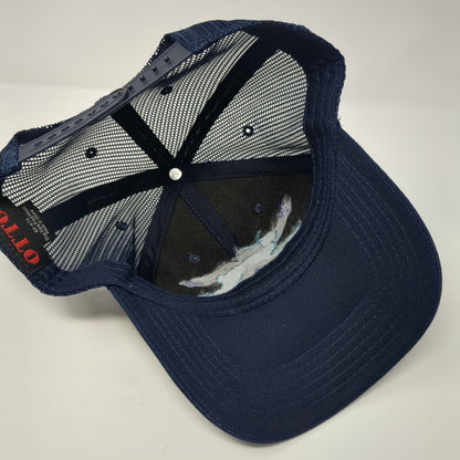 Rabbit Snapback Mesh Back Trucker Hat Blue One Size Embroidered Otto