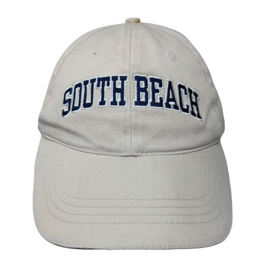 South Beach Slideback Hat Tan One Size Adjustable Embroidered 6 Panel Jhats