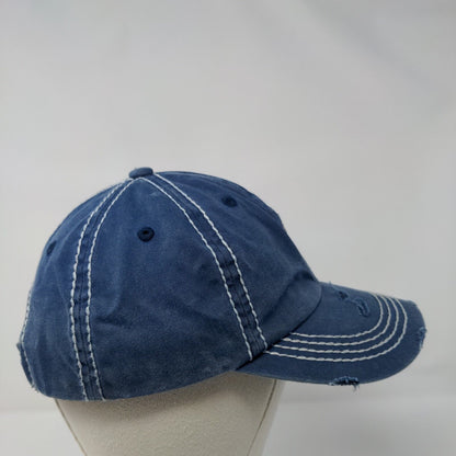 Cheekys Strapback Hat Blue One Size Adjustable Embroidered Distressed 6 Panel