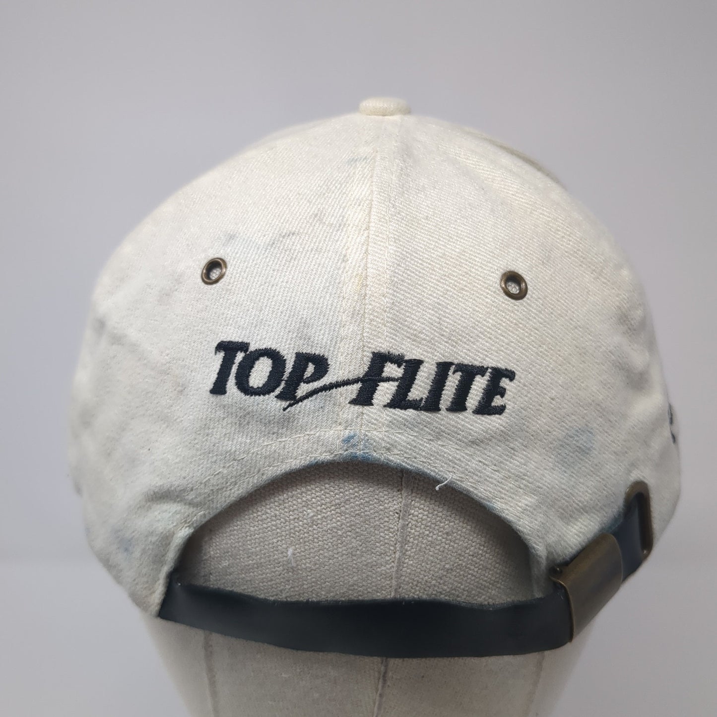 Top Flite Baseball Cap Beige One Size Adjustable Embroidered Vented Holes