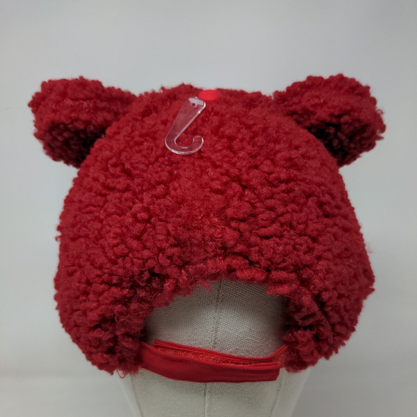 Bear Ears Strapback Hat Red One Size Adjustable Sherpa Celebrate Valentines Day