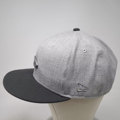 New Era Oakley Gray Black Snapback Hat One Size 9FIFTY Flat Brim Logo Adjustable
