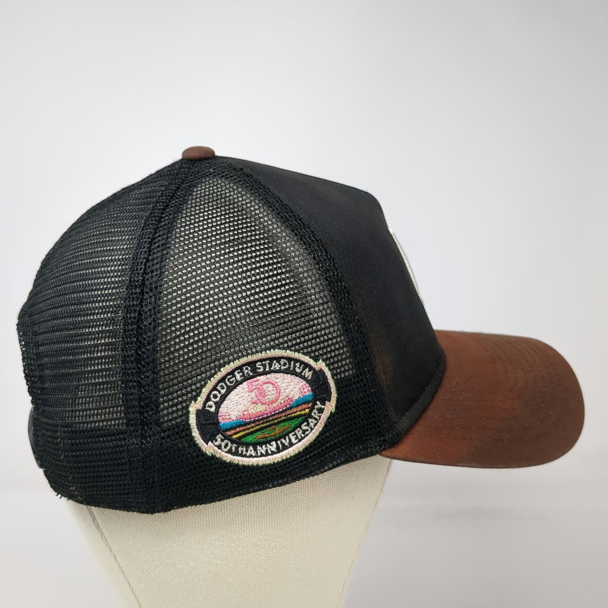 New Era Trucker Hat Black One Size MLB LA Dodgers 50th Anniversary Snapback
