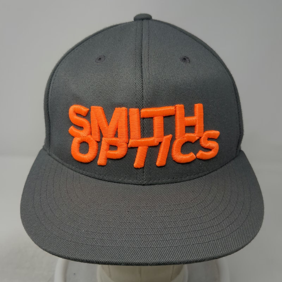 Smith Optics Baseball Cap Gray Orange 7 1/4 Flat Brim 3D Embroidery Fitted Hat