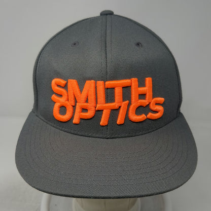 Smith Optics Baseball Cap Gray Orange 7 1/4 Flat Brim 3D Embroidery Fitted Hat