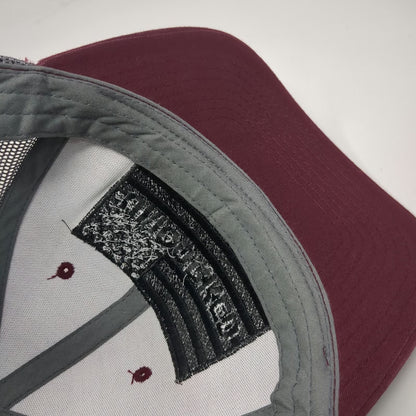 Yupoong Trucker Hat Red Gray One Size Uncorked Flag Patch Mesh Back Snapback