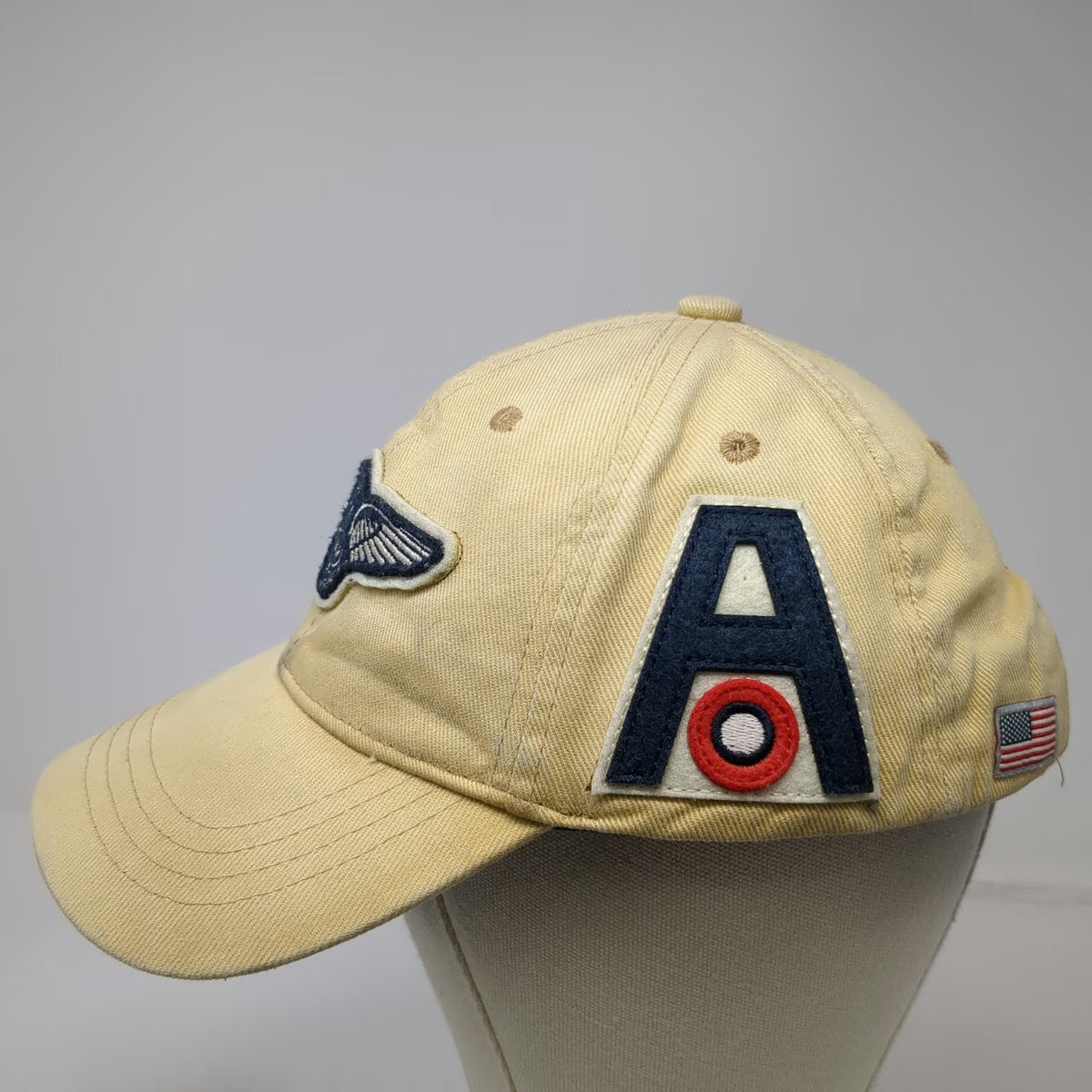 Red Canoe Baseball Cap Beige One Size US Air Service Jet Blast Warning Hat