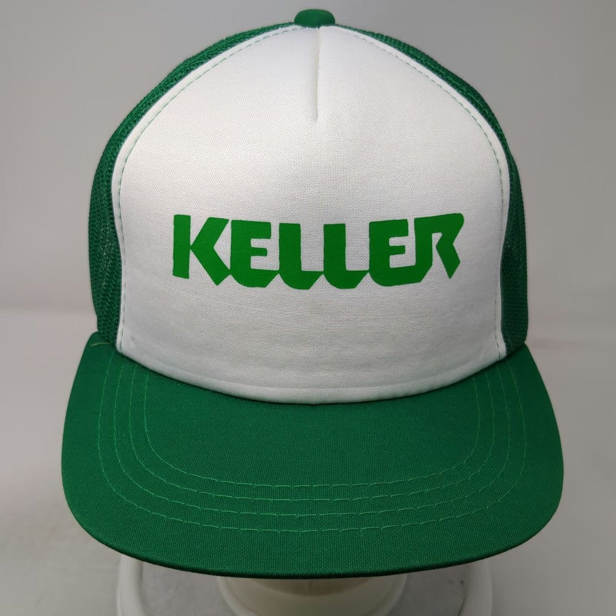 Triangle Headwear Trucker Hat Green Keller Block Logo Mesh Foam Snapback Print