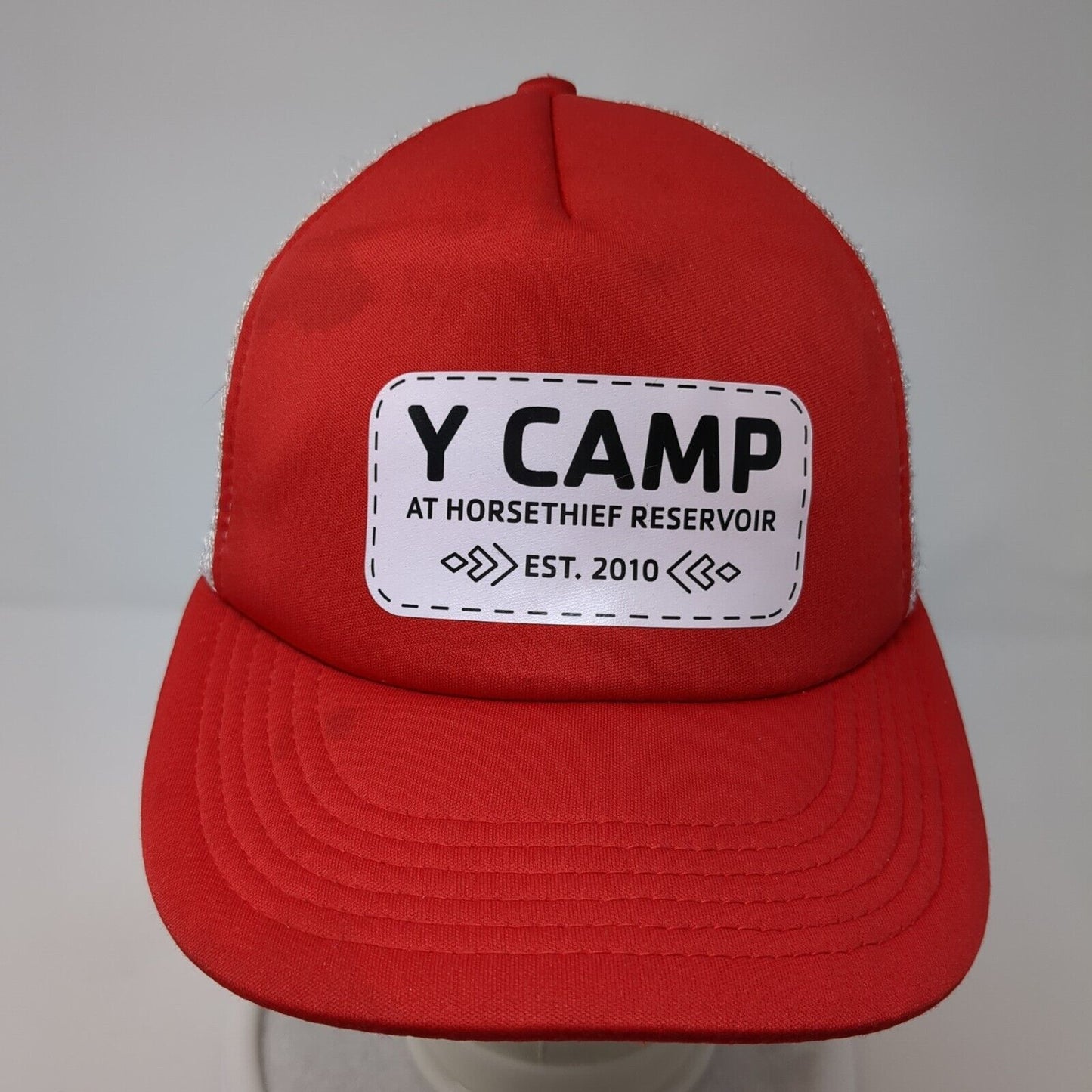 Y Camp Snapback Mesh Back Trucker Hat Red One Size Colorblock District
