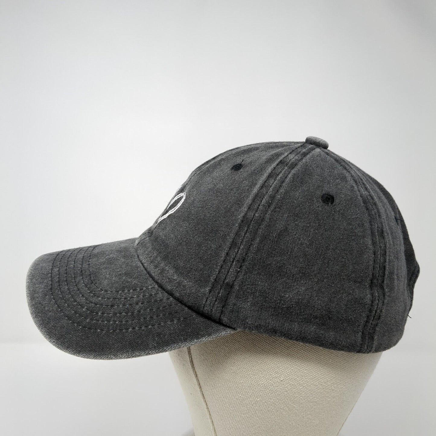 Heart Slideback Hat Gray One Size Adjustable Embroidered 6 Panel Solid