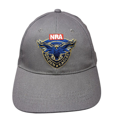 NRA Golden Eagles Strapback Hat Gray OSFA Adjustable Embroidered