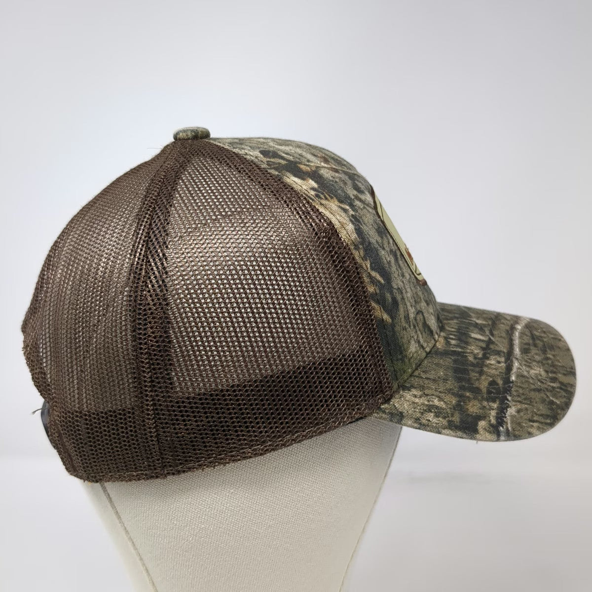 Mossy Oak Trucker Hat Green Brown Camo Logo Patch One Size Snapback Mesh Cap