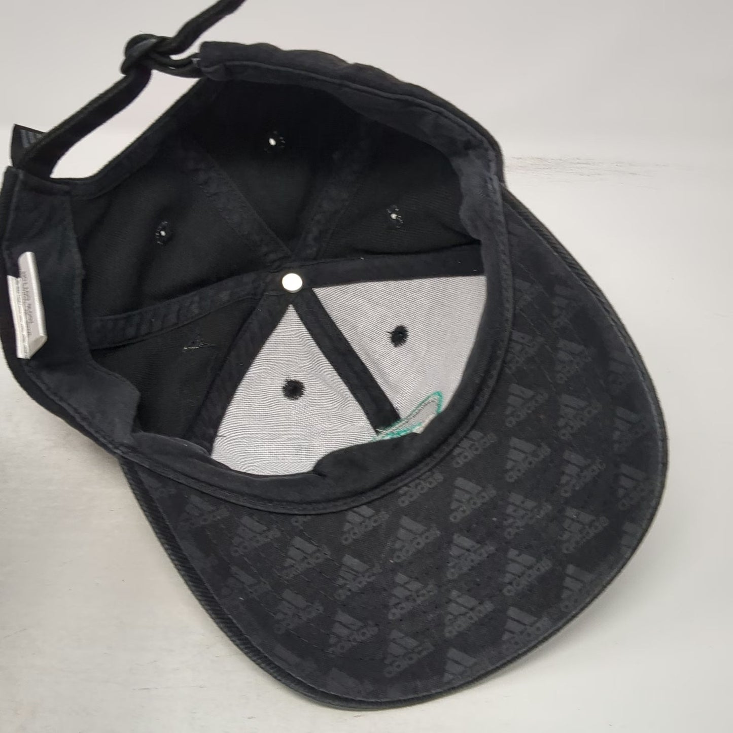 Adidas Baseball Cap Black Vintage Slideback Embroidered Logo Curved Brim Hat