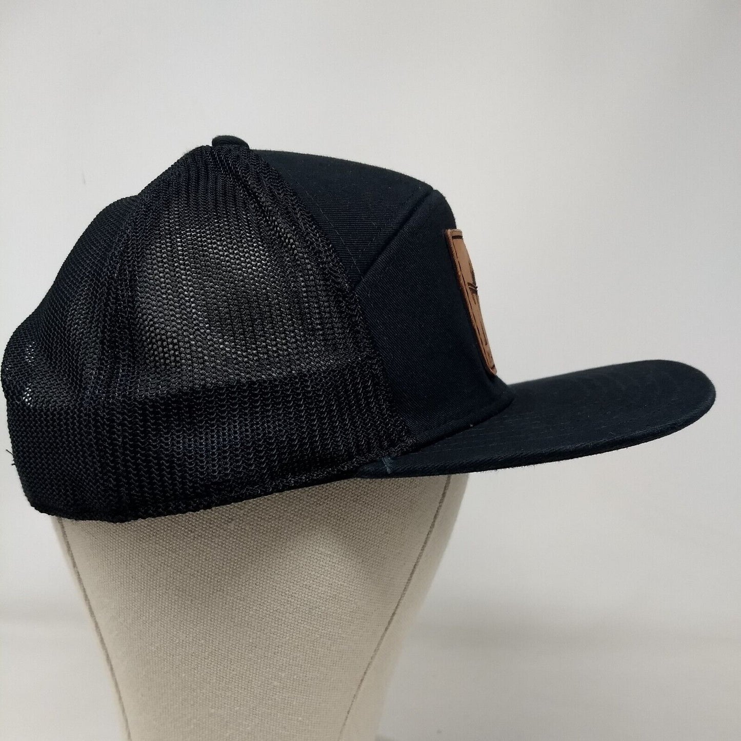 Maupin Homes Leather Patch Snapback Trucker Hat Black OSFM Mesh Back