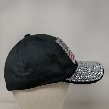 Unbranded Women's Slideback Patriotic Hat Black Rhinestones Bling Shiny