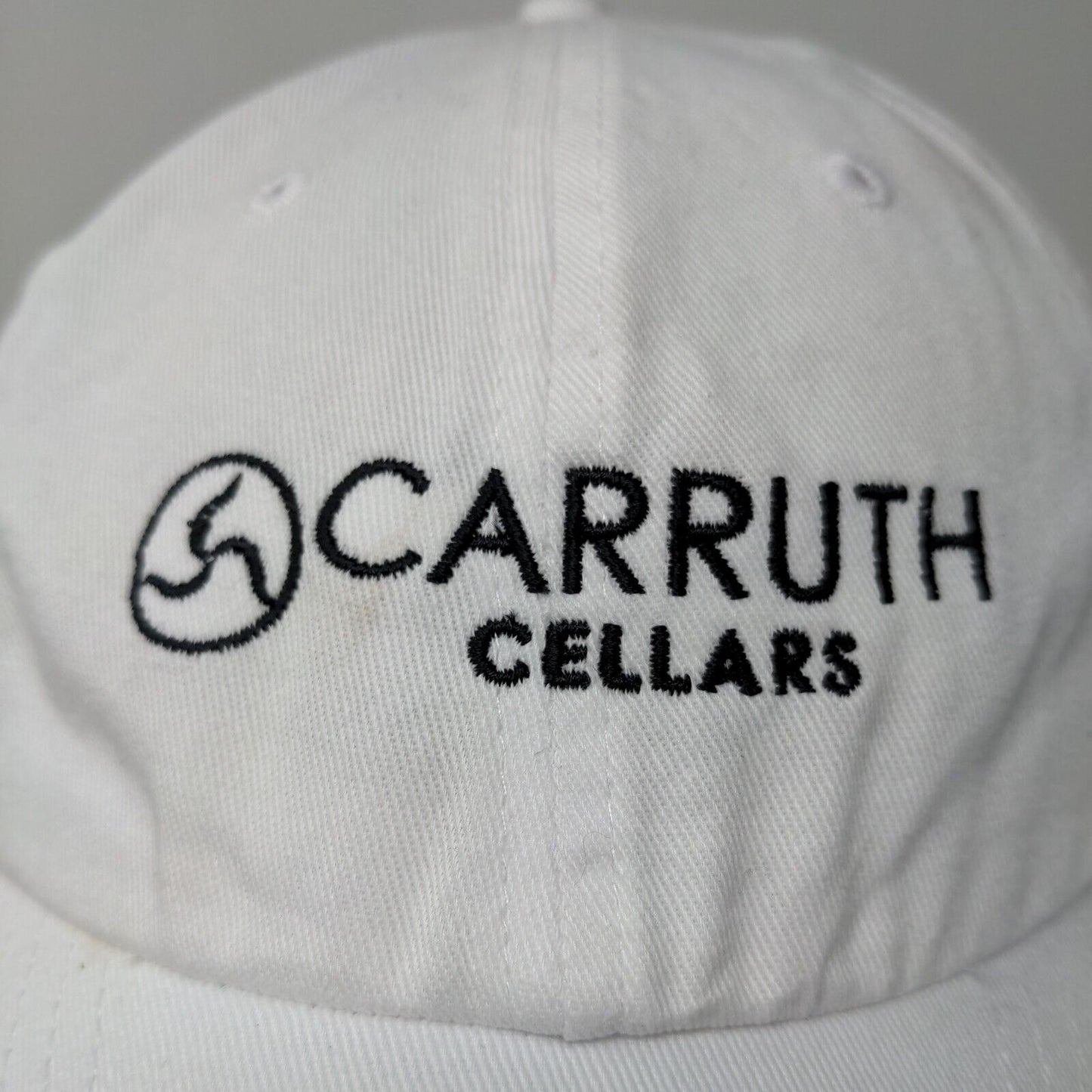 Carruth Cellars Men's Slideback Hat White Embroidered Logo 100% Cotton