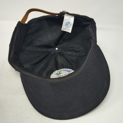 AJM Baseball Cap Black One Size Slideback Hat Bio-Wash Factory Certified Logo