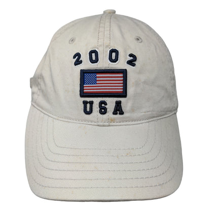 Arizona Jean Co Men's Slideback Hat Tan OSFA Vintage 2002 Embroidered Flag Logo