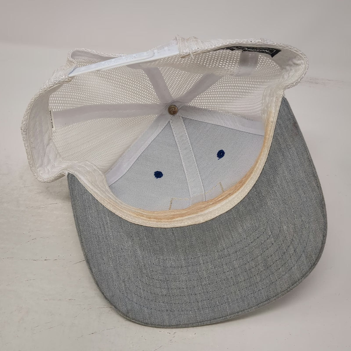 Richardson 112 Trucker Hat Blue Gray White One Size Leather Patch Snapback