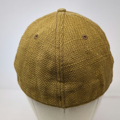 prAna Baseball Cap Brown One Size Woven Paper Linen Blend Metal Logo Hat Breathe