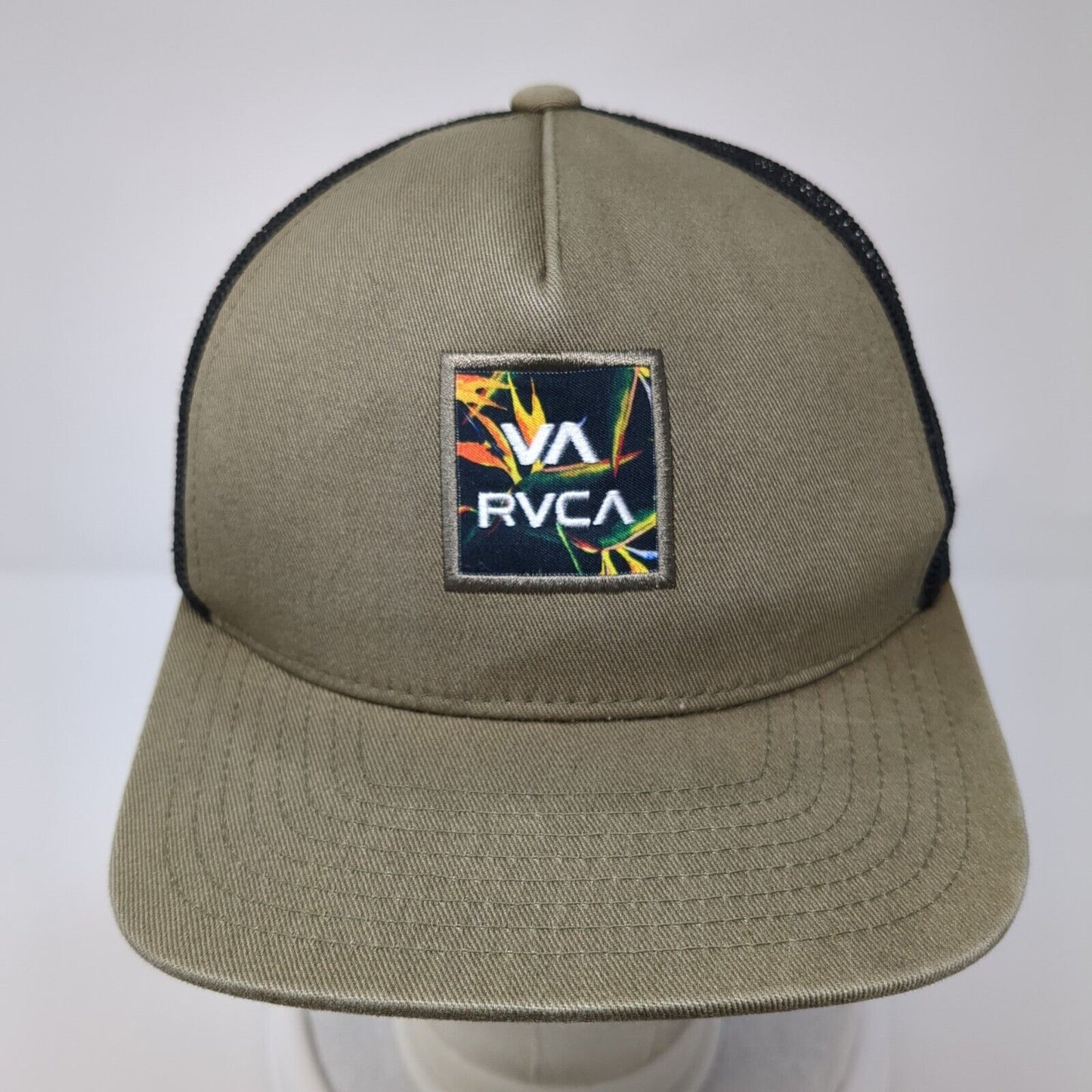 VA RVCA Snapback Trucker Hat Brown Boys One Size Mesh Back Colorblock