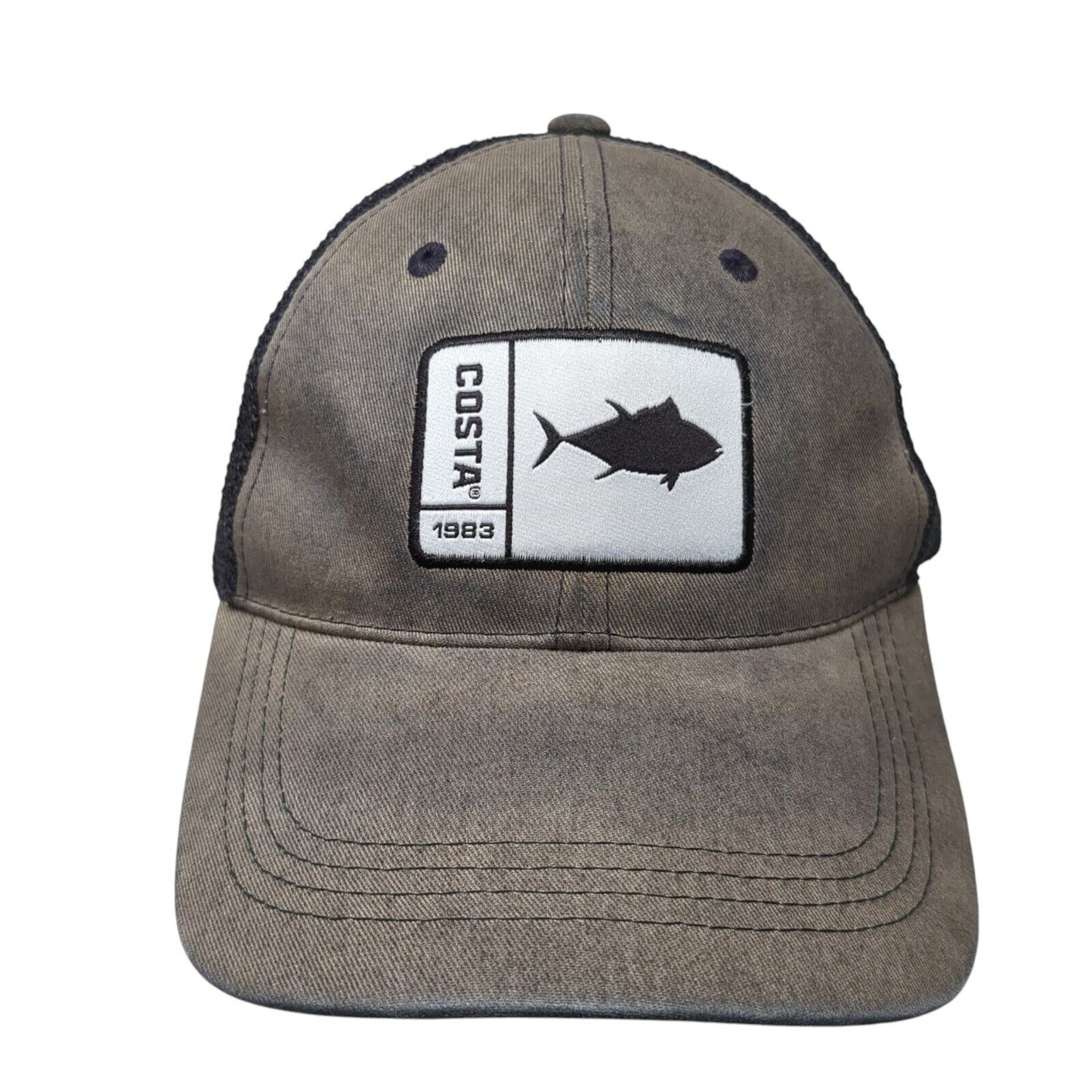 Costa Del Mar Snapback Trucker Hat Gray One Size Mesh Back Fish Patch