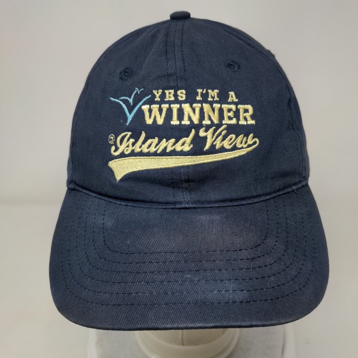 Yes I'm A Winner Island View Strapback Hat Blue One Size Adjustable Apollo USA