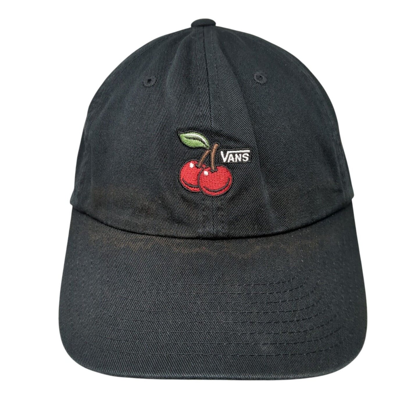 Vans Red Cherry Slideback Hat Black OSFA Adjustable Embroidered 6 Panel
