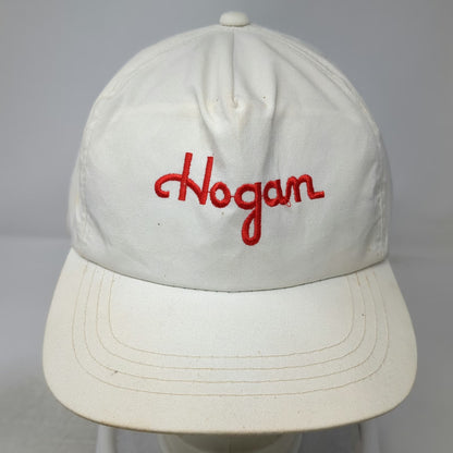 Hogan 5 Panel White One Size Snapback Green Underbrim Script Logo Hat