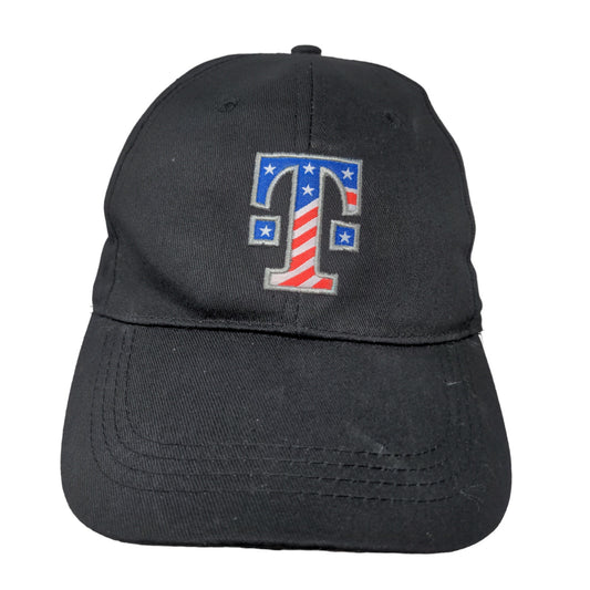 T-Mobile Men's Strapback Hat Black Adjustable Embroidered Patriotic Logo