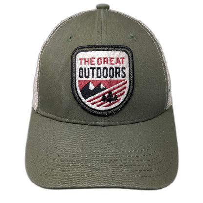 Granule Trucker Hat Green Beige One Size Great Outdoors Patch Snapback Mesh Back