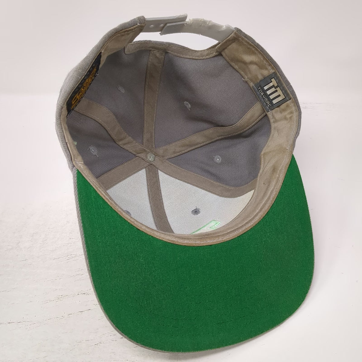 TobyMac Snapback Hat Gray One Size TM Logo I Just Need U Green Underbrim Yupoong