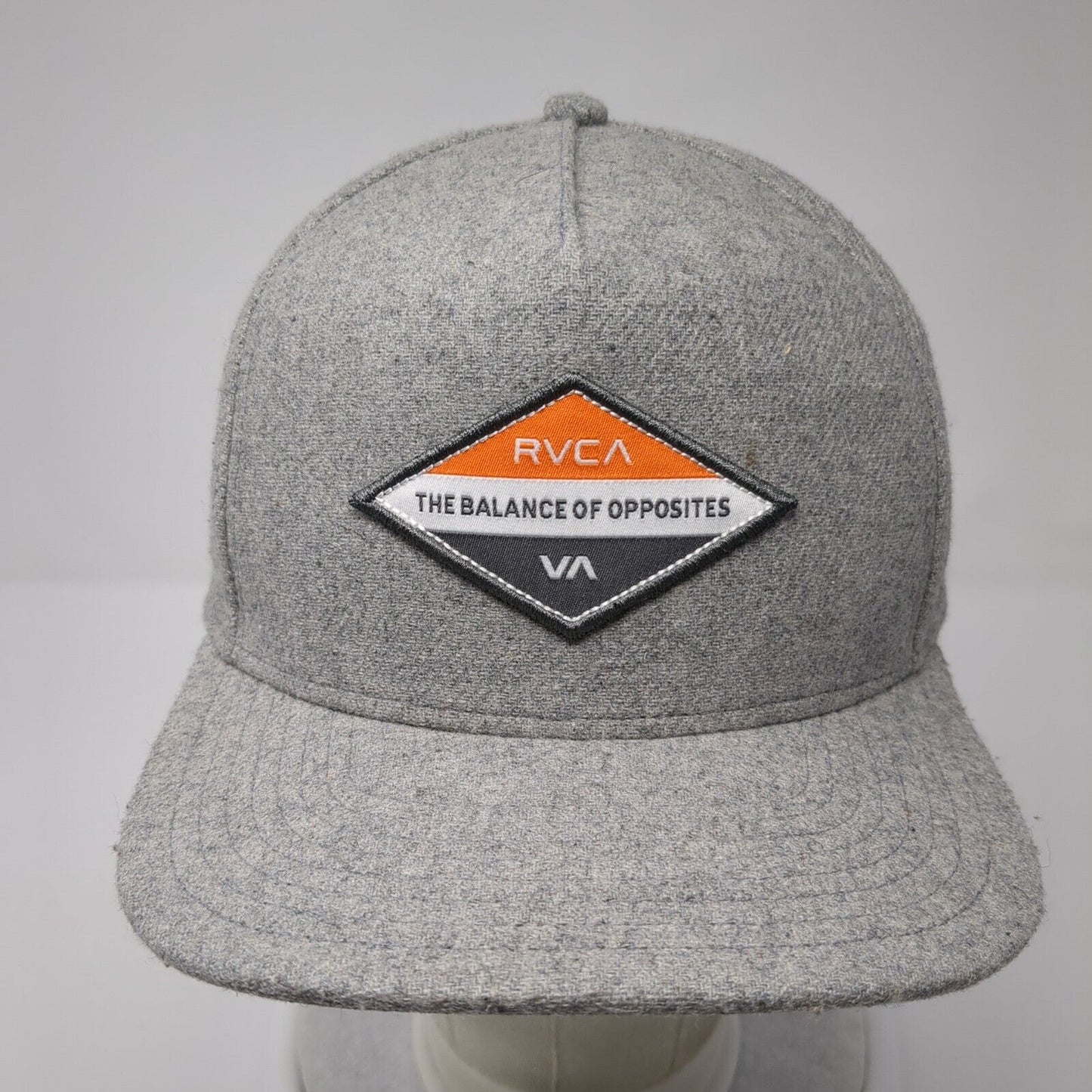 RVCA The Balance Of Opposites Patch Snapback Hat Gray One Size Mid Fit