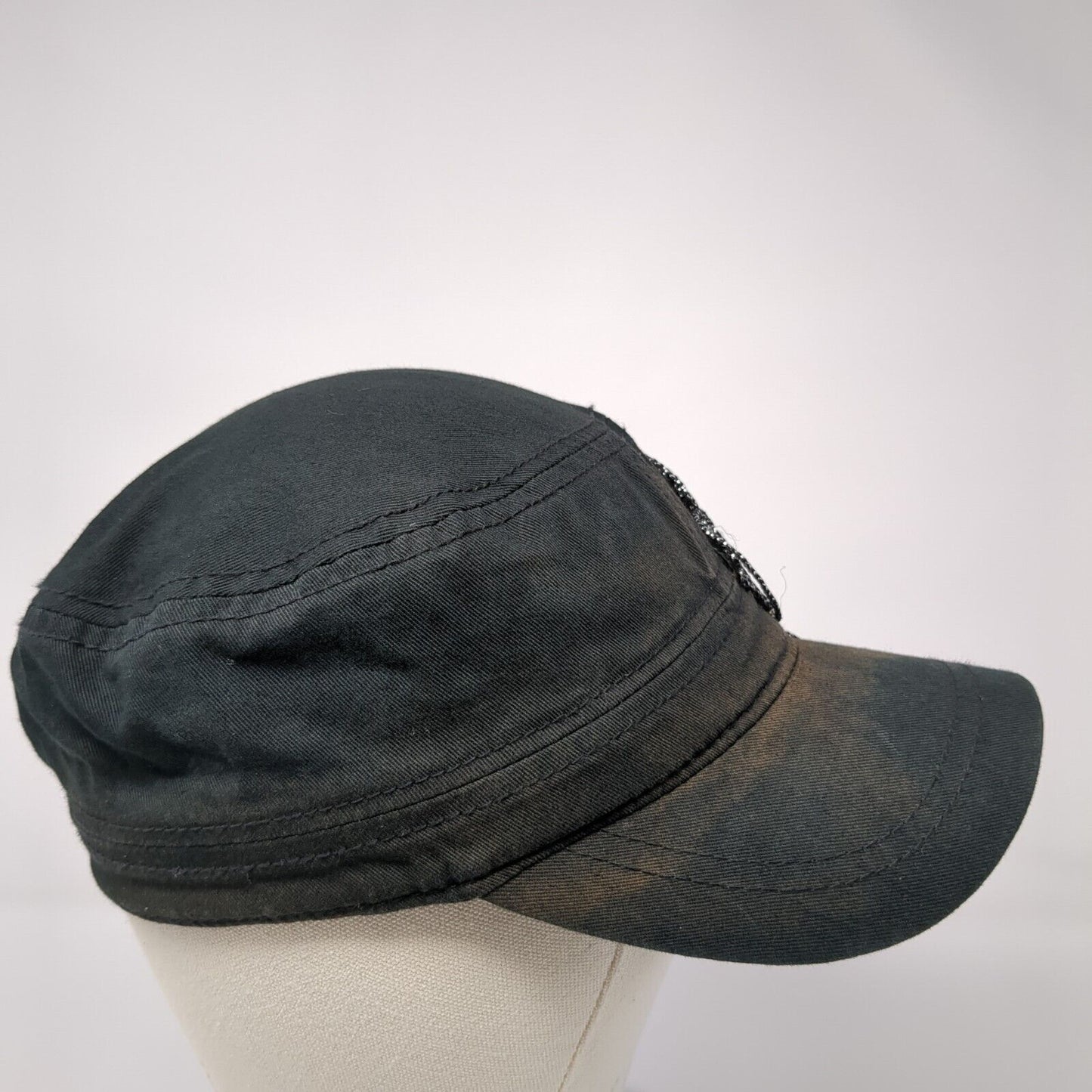 Unbranded Cadet Army Cap Black One Size Stretch Lightweight Sequin