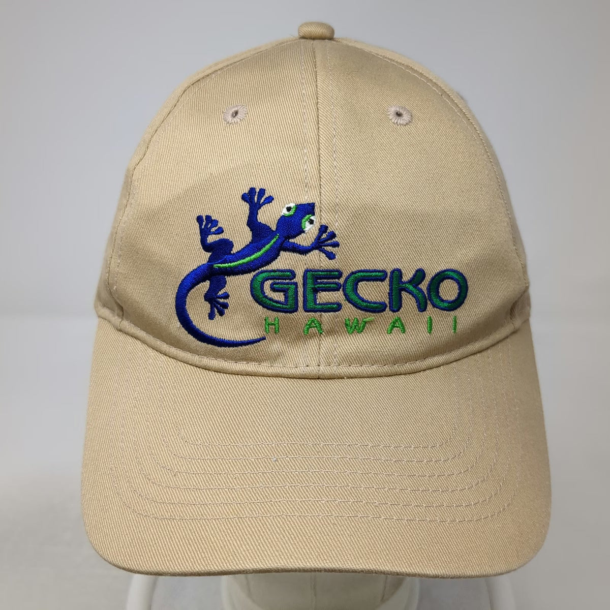 Gecko Hawaii Snapback Beige One Size Embroidered Logo Blue Twill 6 Panel Hat