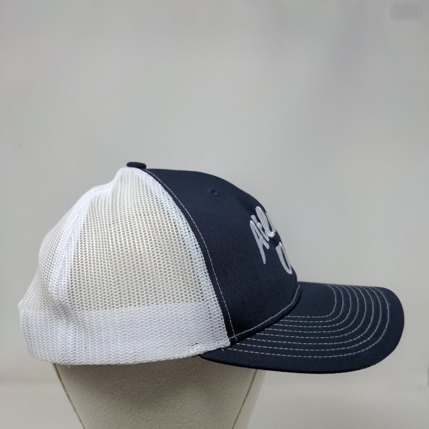 Atlantic Oil Snapback Mesh Back Trucker Hat Blue One Size Colorblock