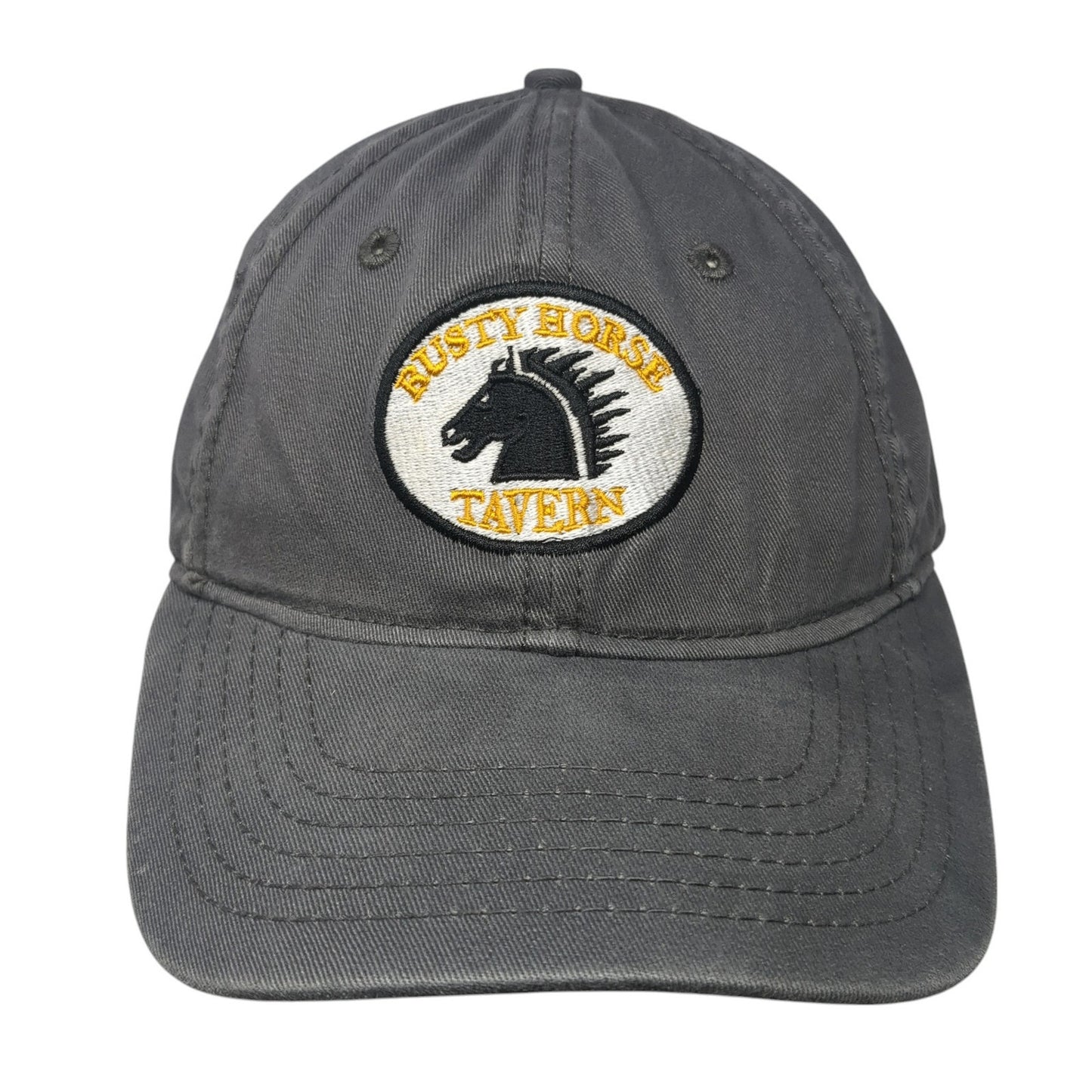 Rusty Horse Tavern Logo Slideback Hat Gray One Size Embroidered Outdoor