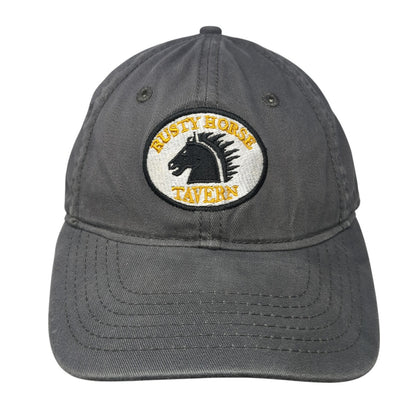 Rusty Horse Tavern Logo Slideback Hat Gray One Size Embroidered Outdoor