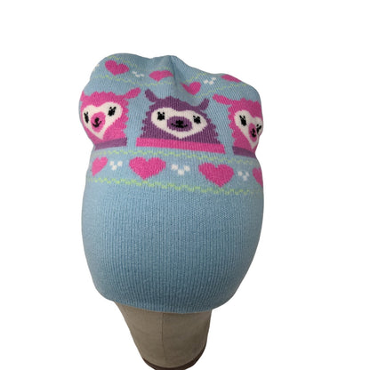 Loungefly Beanie Hat Blue Pink Purple Llamas Soft Patch Logo Pom Pom