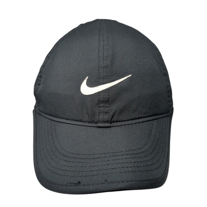 Nike Dri-Fit Strapback Hat Black One Size Adjustable Swoosh Logo Featherlight