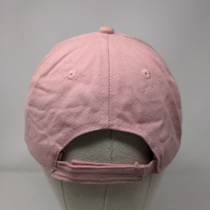Happy Face Flower Strapback Hat Pink One Size Adjustable Embroidered 6 Panel