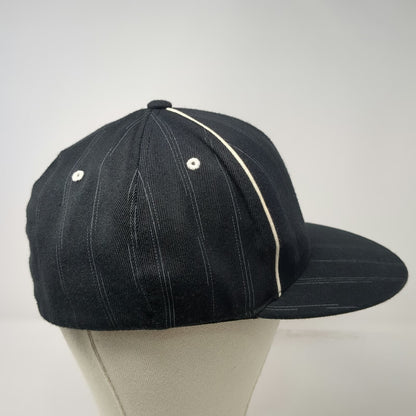 Flexfit Baseball Cap Black White L-XL Pinstripe Skull Pirate Curved Brim Hat